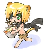 animal_ear_fluff animal_ears apple_inc. black_scarf blonde_hair blush bowl brown_skirt cat_ears cat_tail chida_(cpi) chopsticks closed_mouth commentary_request elbow_blush eyepatch food green_eyes hair_between_eyes holding holding_bowl holding_chopsticks kamaboko knee_blush legs_apart leobou leopard_boy leopard_ears leopard_tail mac_os_x_leopard macintosh macos medium_hair narutomaki no_sclera noodles os-kun running scarf shiny_skin shrimp shrimp_tempura simple_background skirt slurping soba spots tail tempura topless_male v-shaped_eyebrows yellow_tail rating:s score:0 post #678